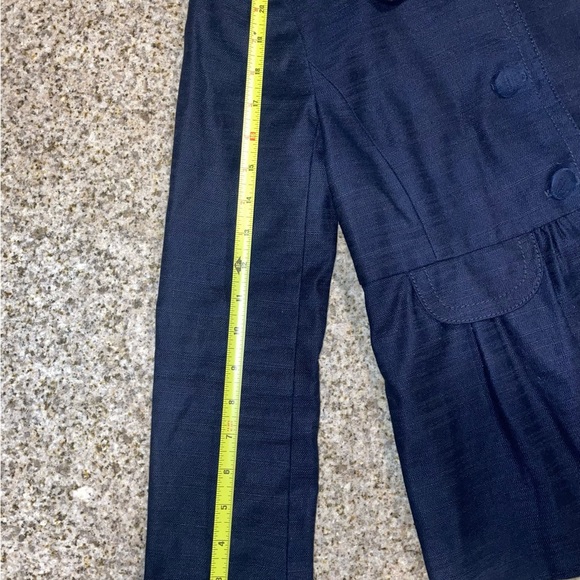 J Crew linen blend navy blue peplum button front jacket blazer - Picture 5 of 9